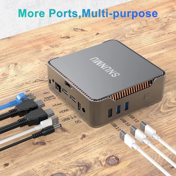 SNUNMU Windows 11 Mini PC, 12 GB RAM+256 GB M.2 SSD,Intel Celeron J4125 Mini Computer, 2.4G & 5.0G WiFi, 4K UHD, Gigabit Ethernet, Bluetooth 4.2 Small Desktop PC for Office&Entertainment