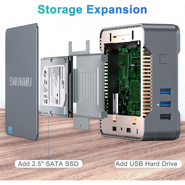 SNUNMU Windows 11 Mini PC, 12 GB RAM+256 GB M.2 SSD,Intel Celeron J4125 Mini Computer, 2.4G & 5.0G WiFi, 4K UHD, Gigabit Ethernet, Bluetooth 4.2 Small Desktop PC for Office&Entertainment