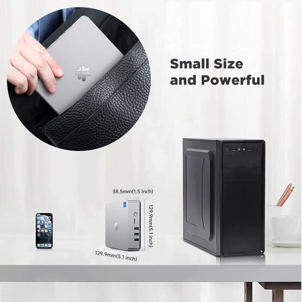 SNUNMU GK5 Mini PC, Intel Celeron N4000,8GB DDR4+ 128GB M.2 SSD,Windows 10 Pro Mini Desktop Computer, Support M.2 SSD,Dual WiFi 2.4G/5G, Bluetooth 4.2, 4K HD Micro Desktop PC for Light Office