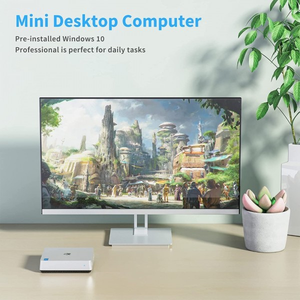 SNUNMU GK5 Mini PC, Intel Celeron N4000,8GB DDR4+ 128GB M.2 SSD,Windows 10 Pro Mini Desktop Computer, Support M.2 SSD,Dual WiFi 2.4G/5G, Bluetooth 4.2, 4K HD Micro Desktop PC for Light Office