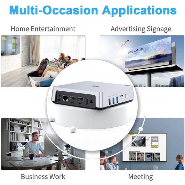 SNUNMU GK5 Mini PC, Intel Celeron N4000,4GB RAM + 64GB ROM,Windows 10 Pro Mini Desktop Computer, Support M.2 SSD,Dual WiFi 2.4G/5G, Bluetooth 4.2, 4K HD, Dual Display Micro Desktop PC for Light Office